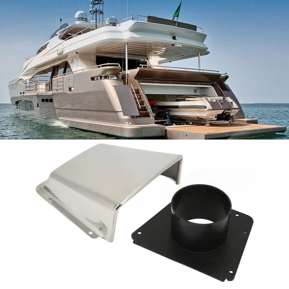 Astibym Aérateur de Capot de Bateau,résistant aux intempéries,antirouille,Haute résistance,5, 8 x 4, 8 x 2, 8 Pouces,évent de Capot Marin Brillant avec Base en Nylon pour Yachts