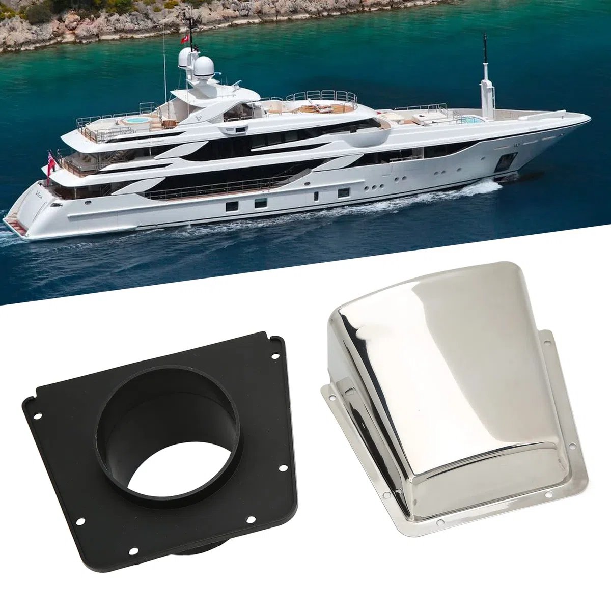 Astibym Aérateur de Capot de Bateau,résistant aux intempéries,antirouille,Haute résistance,5, 8 x 4, 8 x 2, 8 Pouces,évent de Capot Marin Brillant avec Base en Nylon pour Yachts